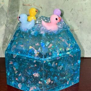 Blue Resin Duck Trinket Box